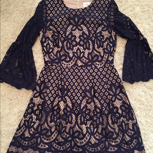 eliza j bell sleeve lace cocktail dress